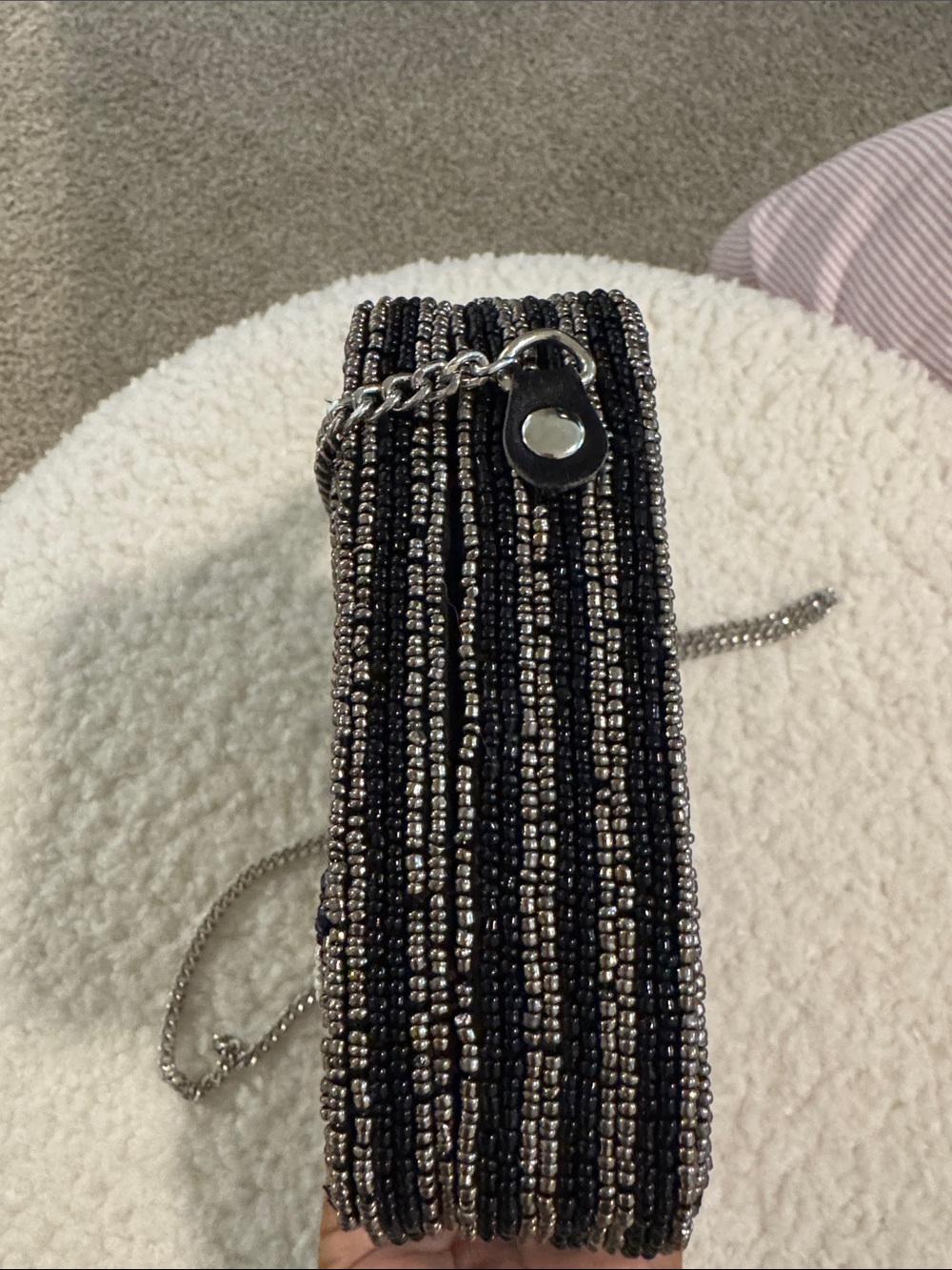 Beaded Travel Patchwork Crossbody Bag in Black - Picture 7 of 8
